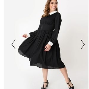 1940s Style Black & White Deirdre Shirt Dress